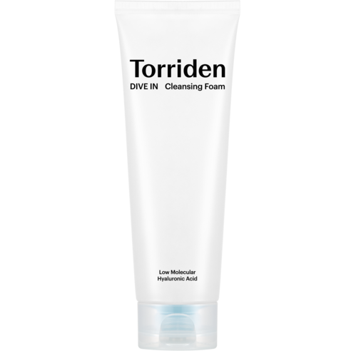 Selenaire Torriden DIVE IN Hyaluronic Acid Cleansing Foam with low molecular hyaluronic acid, creamy white foam in a pump bottle