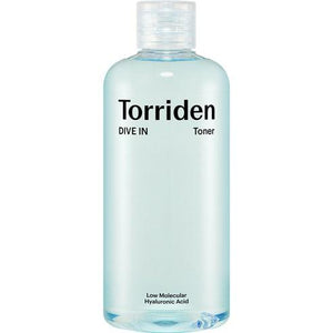 Selenaire Torriden DIVE IN Hyaluronic Acid Toner bottle with clear label and pump dispenser on a white background