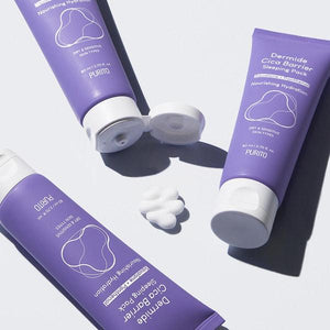 Purito Dermide Cica Barrier Sleeping Pack jar with green lid and label, showcasing the skincare product on a neutral background.