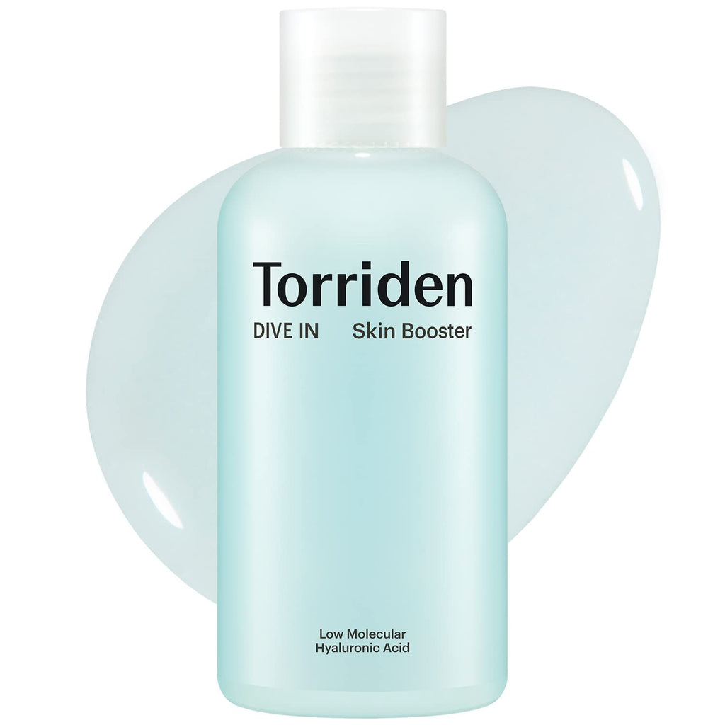 Selenaire Torriden DIVE IN Low Molecular Hyaluronic Acid Skin Booster bottle and dropper for deep hydration and skin nourishment.