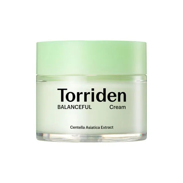 Torriden Balanceful Cica Cream by Selenaire, skincare jar with cream visible, designed for soothing and repairing skin.