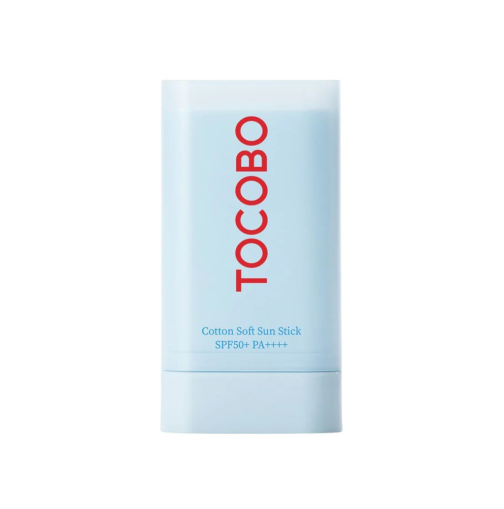 Selenaire Tocobo Cotton Soft Sun Stick SPF 50, a close-up of the compact, smooth sun protection stick for skin.
