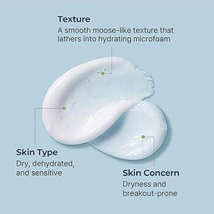 Torriden DIVE IN Hyaluronic Acid Cleansing Foam by Selenaire, white foam lather with a clear bottle and pump dispenser.