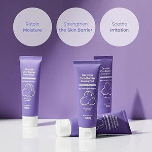 Purito Dermide Cica Barrier Sleeping Pack in a jar, featuring a soothing, lightweight cream with calming ingredients for skin repair.