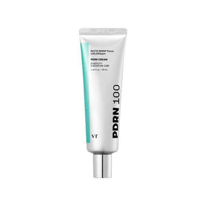 Selenaire VT Cosmetics PDRN Cream 100 jar showing smooth, white cream in a clear container with a silver lid.
