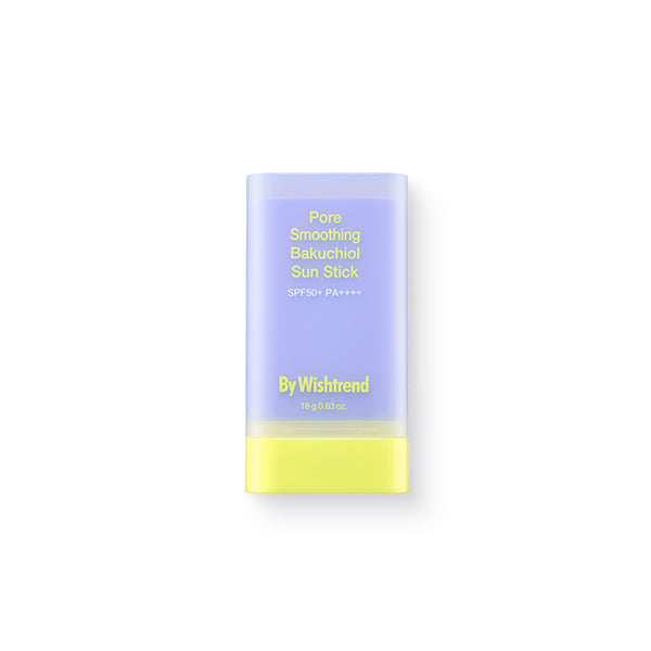 Selenaire By Wishtrend Pore Smoothing Bakuchiol Sun Stick applied on skin, featuring compact, portable sun protection with pore-refining properties.