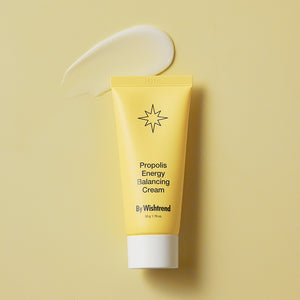 Selenaire By Wishtrend Propolis Energy Balancing Cream jar with green label and white lid, showcasing the skincare product.
