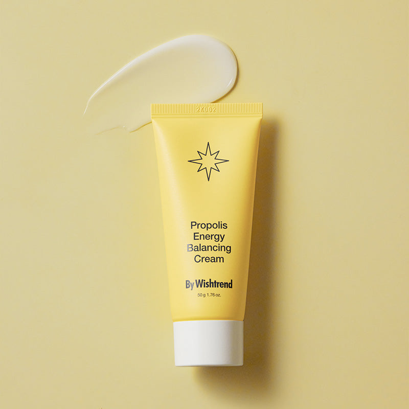 Selenaire By Wishtrend Propolis Energy Balancing Cream jar with green label and white lid, showcasing the skincare product.