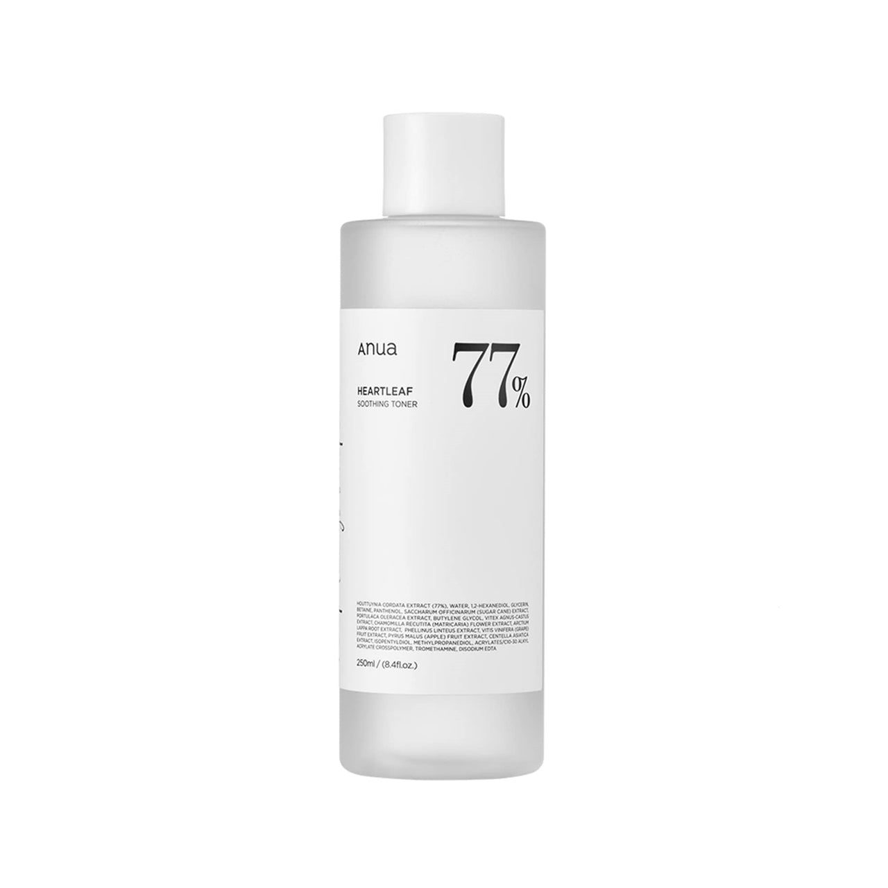 Selenaire Anua Heartleaf 77% Soothing Toner bottle with white pump and label, designed for gentle skin calming.
