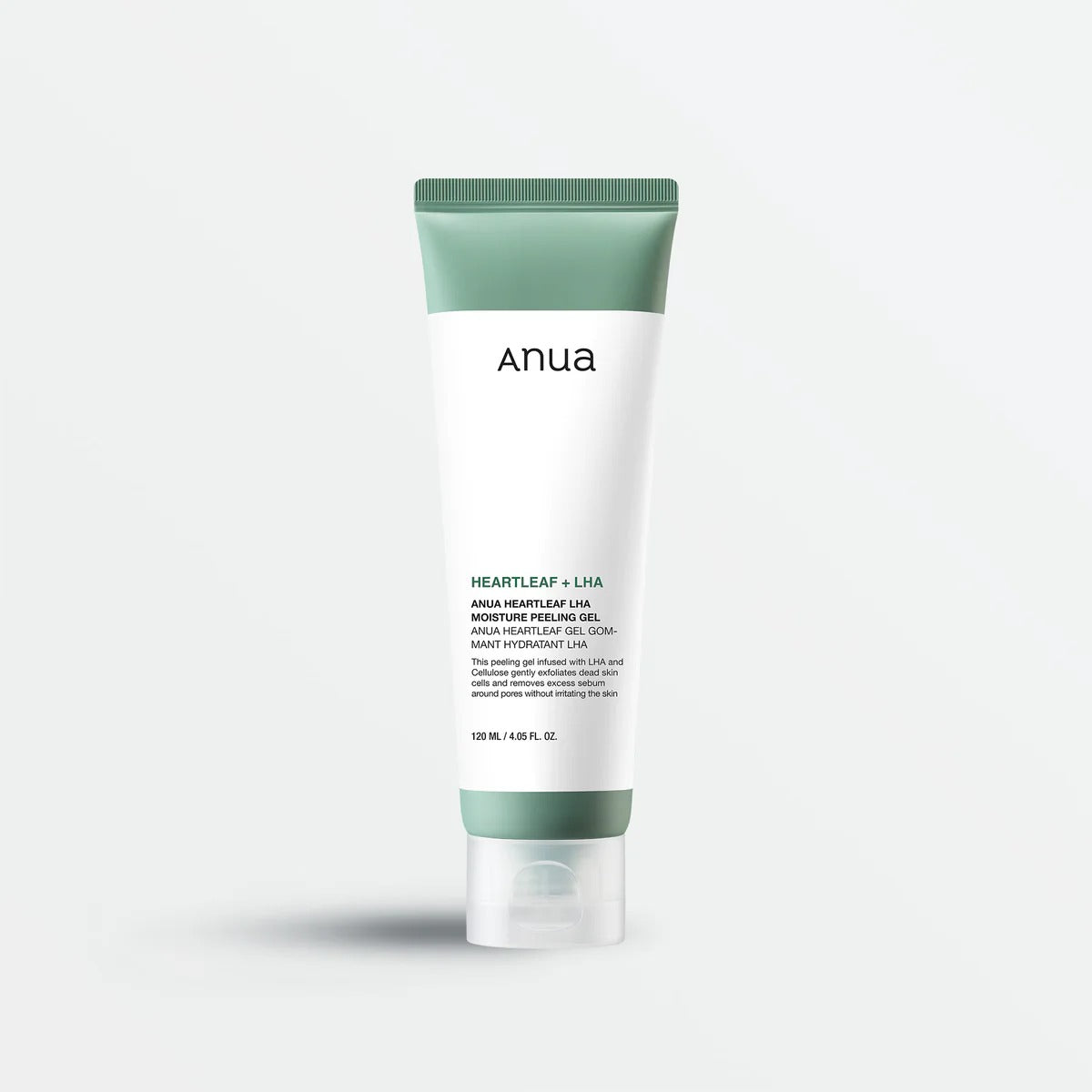 Selenaire Anua Heartleaf LHA Moisture Peeling Gel in a clear jar with a white lid, featuring a heartleaf design on the label.