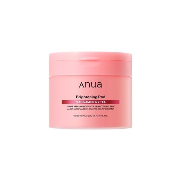 Anua Niacinamide 5 TXA Brightening Pad from SELENAIRE, showing a close-up of the product package with brightening skincare pads.