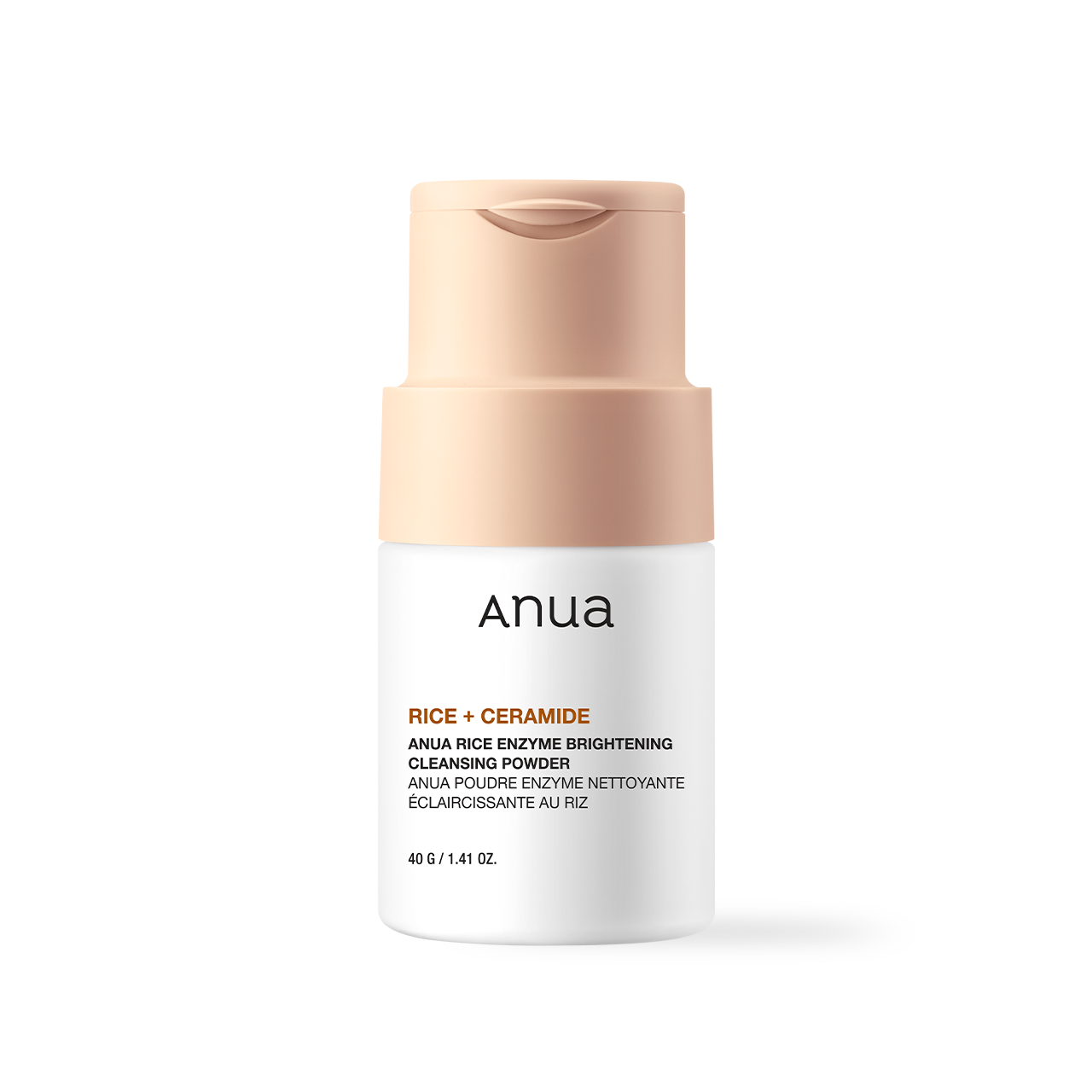 Selenaire Anua Rice Enzyme Brightening Cleansing Powder in a jar, featuring white powder for gentle facial cleansing and brightening.