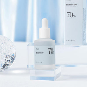 Selenaire Anua Birch 70 Moisture Boosting Serum bottle with dropper for hydrating skin care.