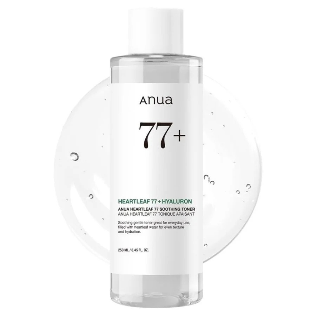 Selenaire Anua Heartleaf 77% Soothing Toner in a clear bottle with a white cap, featuring a minimalist label design.