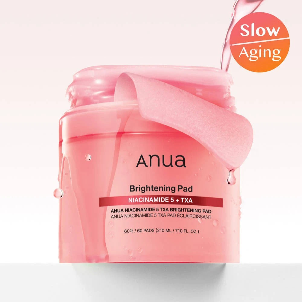 Selenaire Anua Niacinamide 5 TXA Brightening Pad with textured surface for even skin tone and gentle exfoliation.
