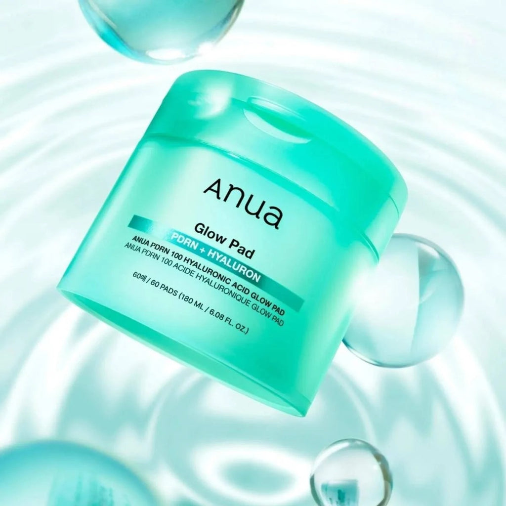 Selenaire Anua PDRN 100 Hyaluronic Acid Glow Pad with textured surface and skincare ingredients for hydration and skin renewal.
