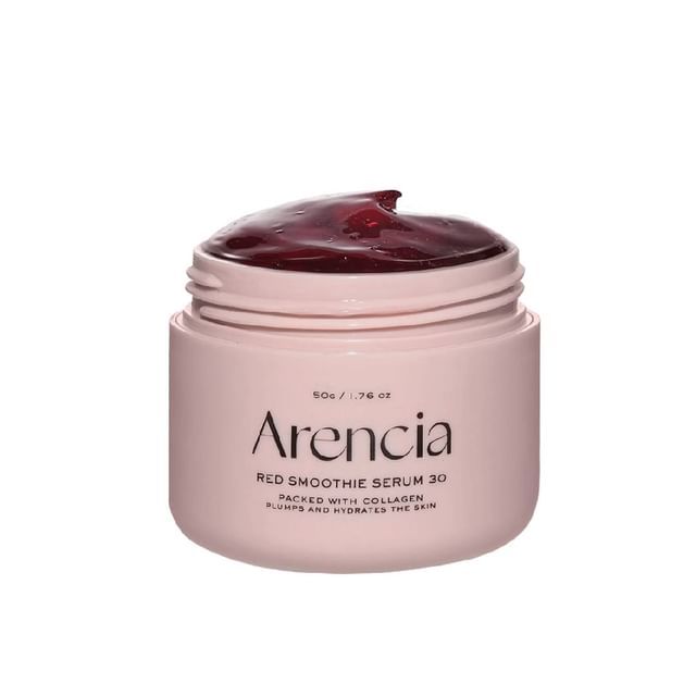 SELENAIRE Arencia Fresh Red Smoothie Serum 30ml bottle with vibrant red liquid and sleek packaging.