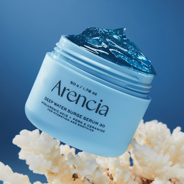 Close-up of Selenaire Arencia Deep Water Surge Serum 30ml bottle with sleek packaging and applicator tip.