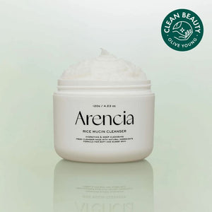 SELENAIRE Arencia Rice Mucin Cleanser in a pump bottle, showing the gentle skincare product for facial cleansing.