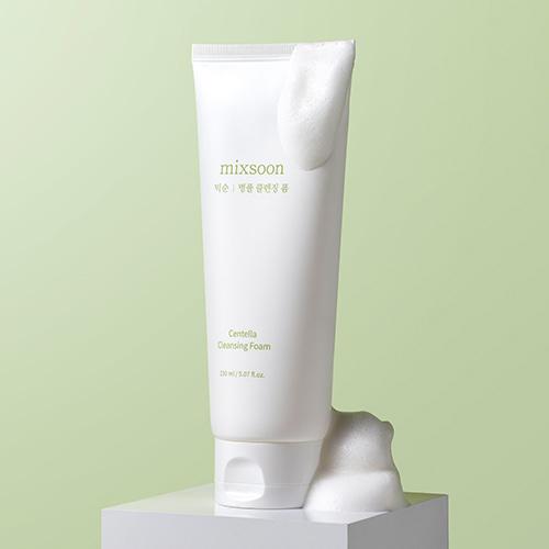 Selenaire Mixsoon Centella Cleansing Foam tube with green and white packaging, showing the product label and branding.
