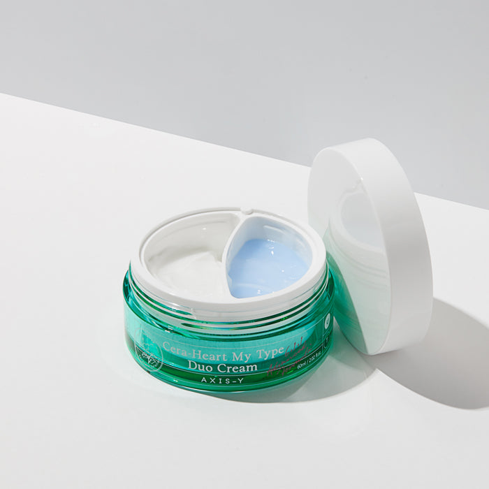 AXIS-Y Cera-Heart My Type Duo Cream by Selenaire, featuring a jar of nourishing skincare cream with a white and pink design.