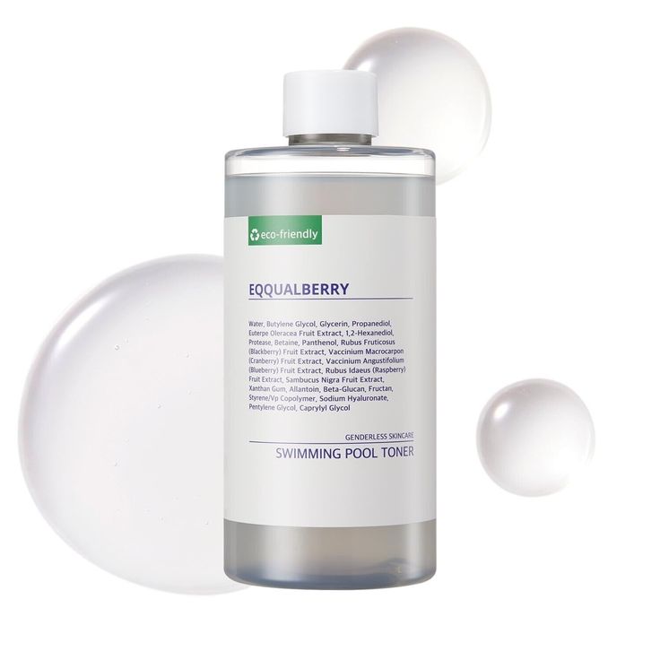 SELENAIRE EQQUALBERRY swimming pool toner with gentle exfoliating formula, featuring berry extract and hydrating ingredients for skin refreshment.