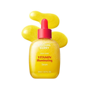 SELENAIRE EQQUALBERRY Vitamin Illuminating Serum bottle with dropper, highlighting brightening skincare benefits.