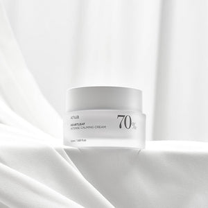 Selenaire Anua Heartleaf 70% Intense Calming Cream in a jar, showcasing its soothing, green-tinted skincare formula for sensitive skin.