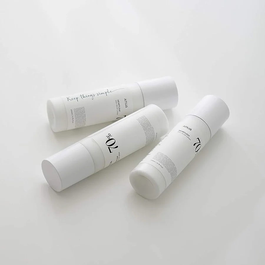 Selenaire Anua Heartleaf 70% Daily Lotion bottle with white pump and label, suitable for soothing skincare routines.