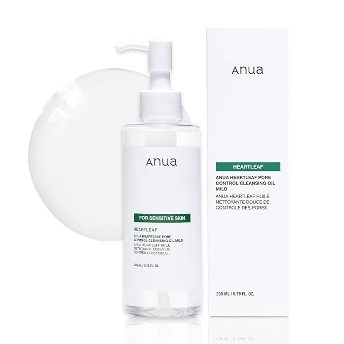 Selenaire Anua Heartleaf Pore Control Cleansing Oil bottle with clear label, designed for mild pore cleansing and skincare.