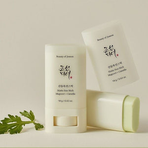 Beauty of Joseon Matte Sun Stick by SELENAIRE, showing the portable sun protection stick with matte finish and SPF benefits.