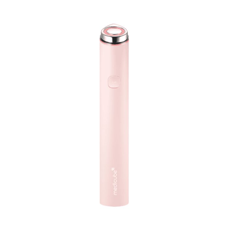 Medicube AGE-R Booster Pro Mini in pink, a compact skincare device with a sleek pink design, used for facial skin rejuvenation.