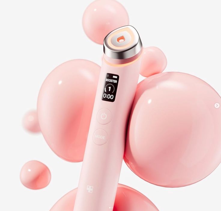 Medicube AGE-R Booster Pro Mini Pink by SELENAIRE, close-up of the compact skincare product with pink packaging and sleek design.