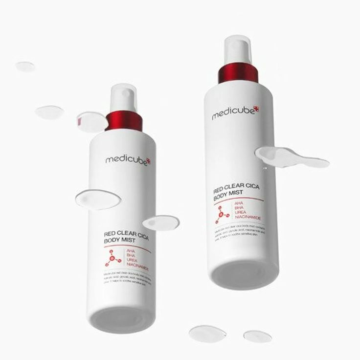 Medicube Red Clear Cica Body Mist by SELENAIRE displayed in a sleek spray bottle, designed for soothing and hydrating skin.