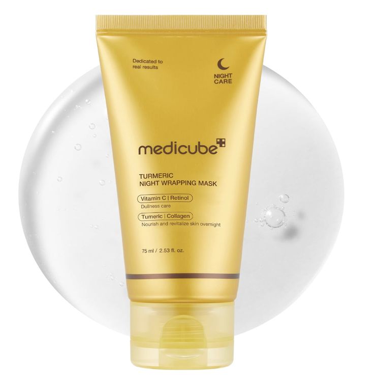 Medicube Kojic Acid Turmeric Night Wrapping Mask in a jar, showcasing the product with a focus on skincare and brightening benefits.