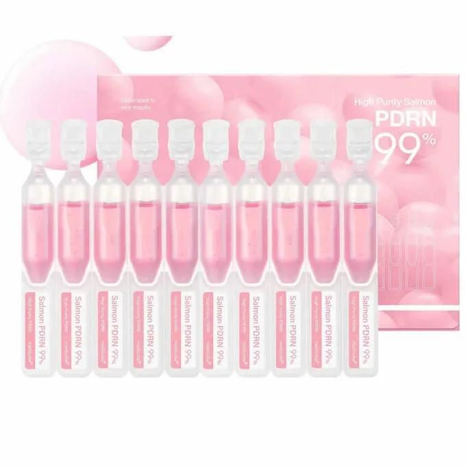 SELENAIRE Medicube PDRN Pink One Day Serum Set with 10 pieces, featuring skincare serums in sleek bottles on a minimal background.