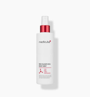 Medicube Red Clear Cica Body Mist in 200ml bottle, featuring soothing cica for skin hydration and calming effects.