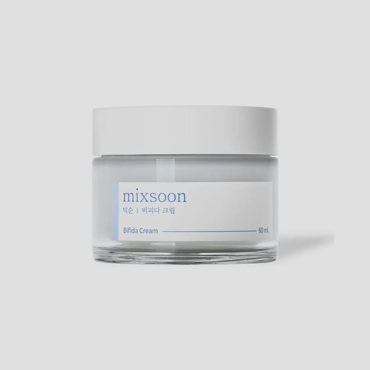 Cream jar labeled Mixsoon Bifida Cream by SELENAIRE, featuring a white container with a sleek design and product branding.