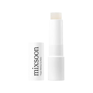 Clear vegan melting lip balm by Selenaire Mixsoon, showing smooth, transparent balm in a sleek container.