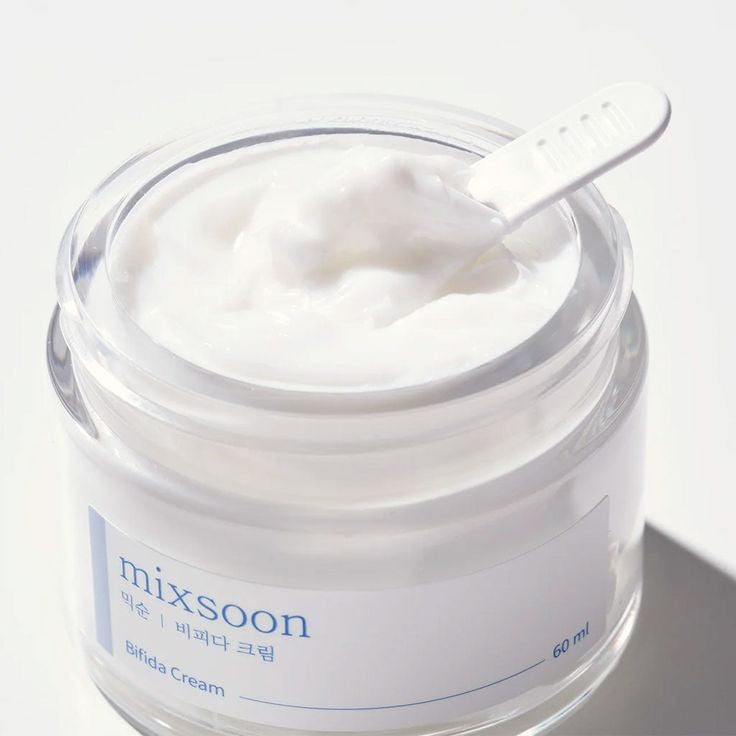 Bottle of Mixsoon Bifida Cream by SELENAIRE with a white and blue packaging design.