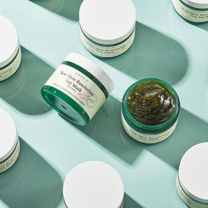 Selenaire AXIS-Y New Skin Resolution Gel Mask applied on clean skin, showcasing its smooth, hydrating texture for healthy complexion.