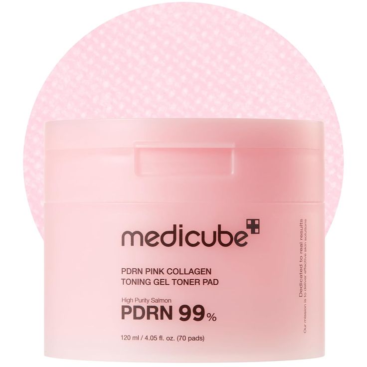 Korean PDRN Pink Collagen Toning Gel Toner Pad by SELENAIRE, showing soft, pink gel toner pads for skincare.