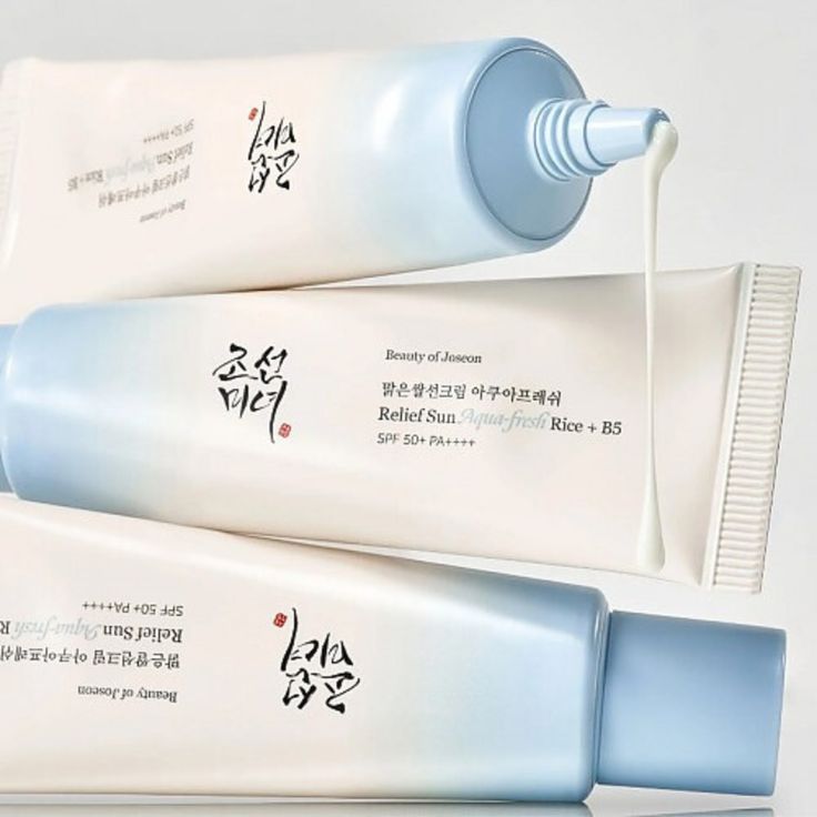 Sun-Kissed Glow of Beauty of Joseon Relief Sun Aqua-fresh with rice and B5, featuring a fresh, luminous sunscreen application.