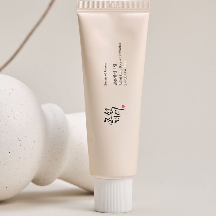 Beauty of Joseon Relief Sun SPF50 PA sunscreen with broad-spectrum protection, shown in a sleek tube, ideal for sun protection.