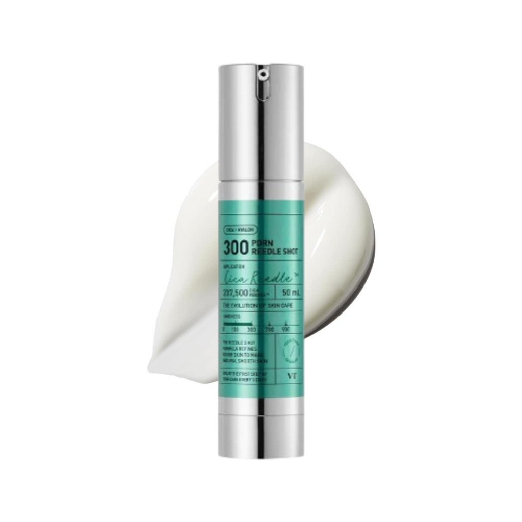 Selenaire VT Cosmetics PDRN Reedle Shot 300 in a clear glass vial with a dropper, ready for skincare application.
