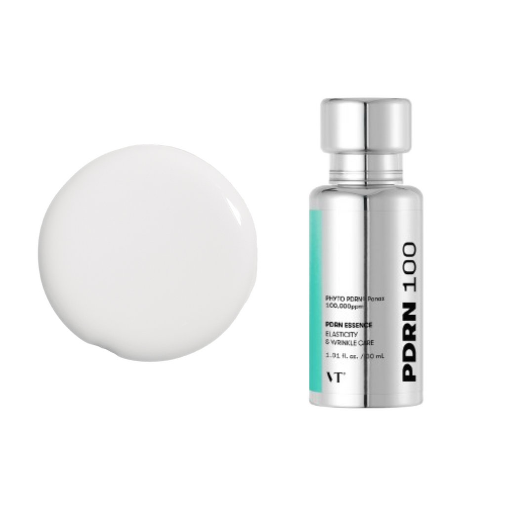 Selenaire VT Cosmetics PDRN Essence 100 bottle with clear liquid and minimalist label, skincare product for skin rejuvenation.