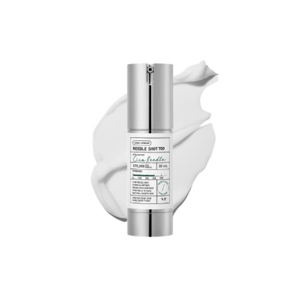 Selenaire Reedle Shot 700 from VT Cosmetics, close-up of the skincare product bottle with clear label and minimalist design.