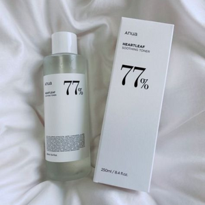 Selenaire Anua Heartleaf 77% Soothing Toner bottle with label, showcasing clear liquid and minimalist design.