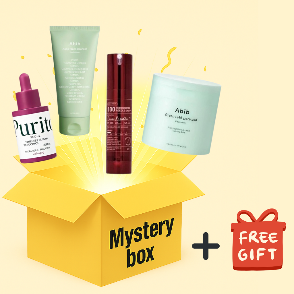 SELENAIRE oily skin mystery box with four skincare products, designed to help manage oily skin and clarify complexion.