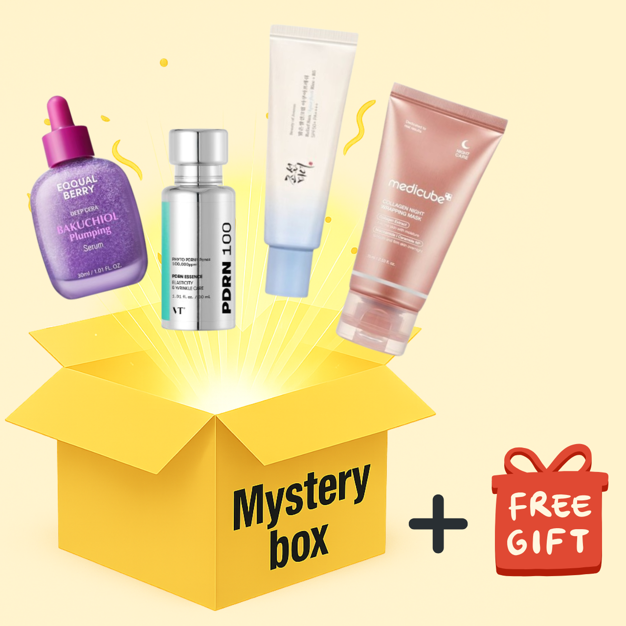 SELENAIRE Aging Skin Mystery Box with four skincare products designed to reduce signs of aging and boost skin vitality.